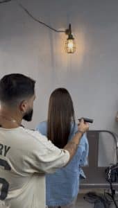 החלקת קרטין במספרת שופוני תל אביב